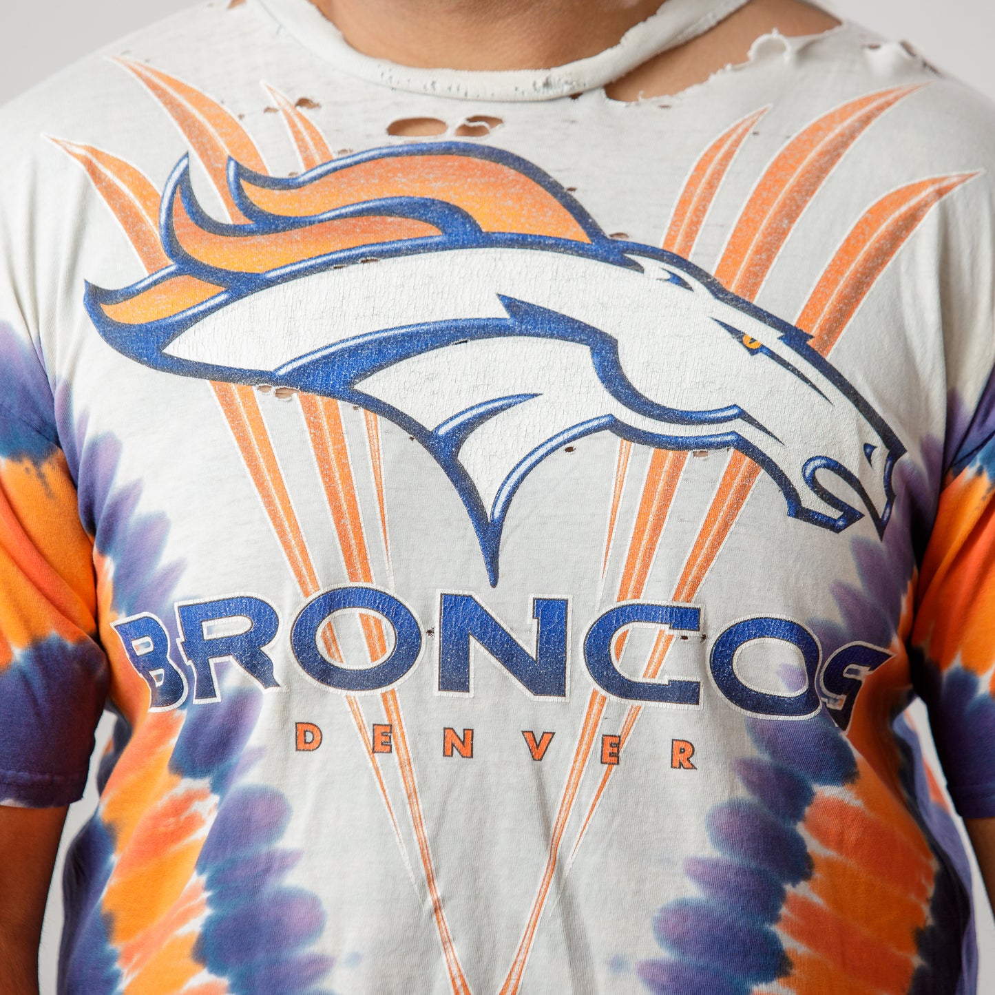 90s Denver Broncos Tie-dye Liquid Blue Tee