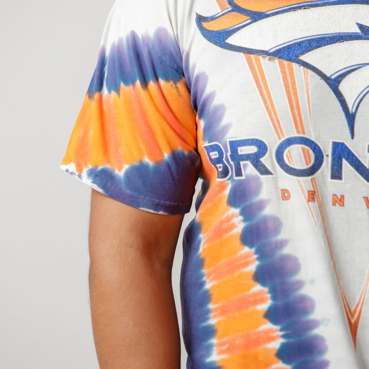90s Denver Broncos Tie-dye Liquid Blue Tee
