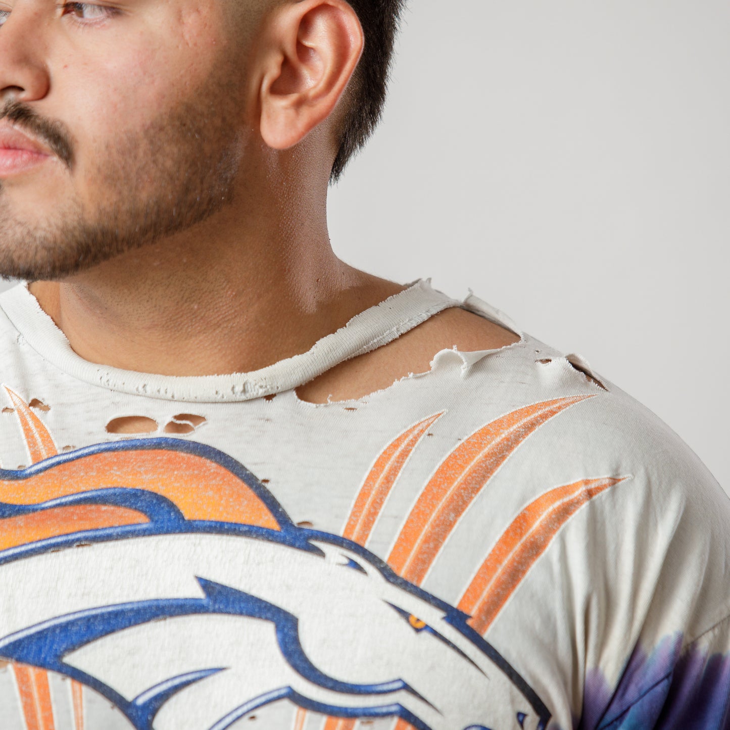 90s Denver Broncos Tie-dye Liquid Blue Tee