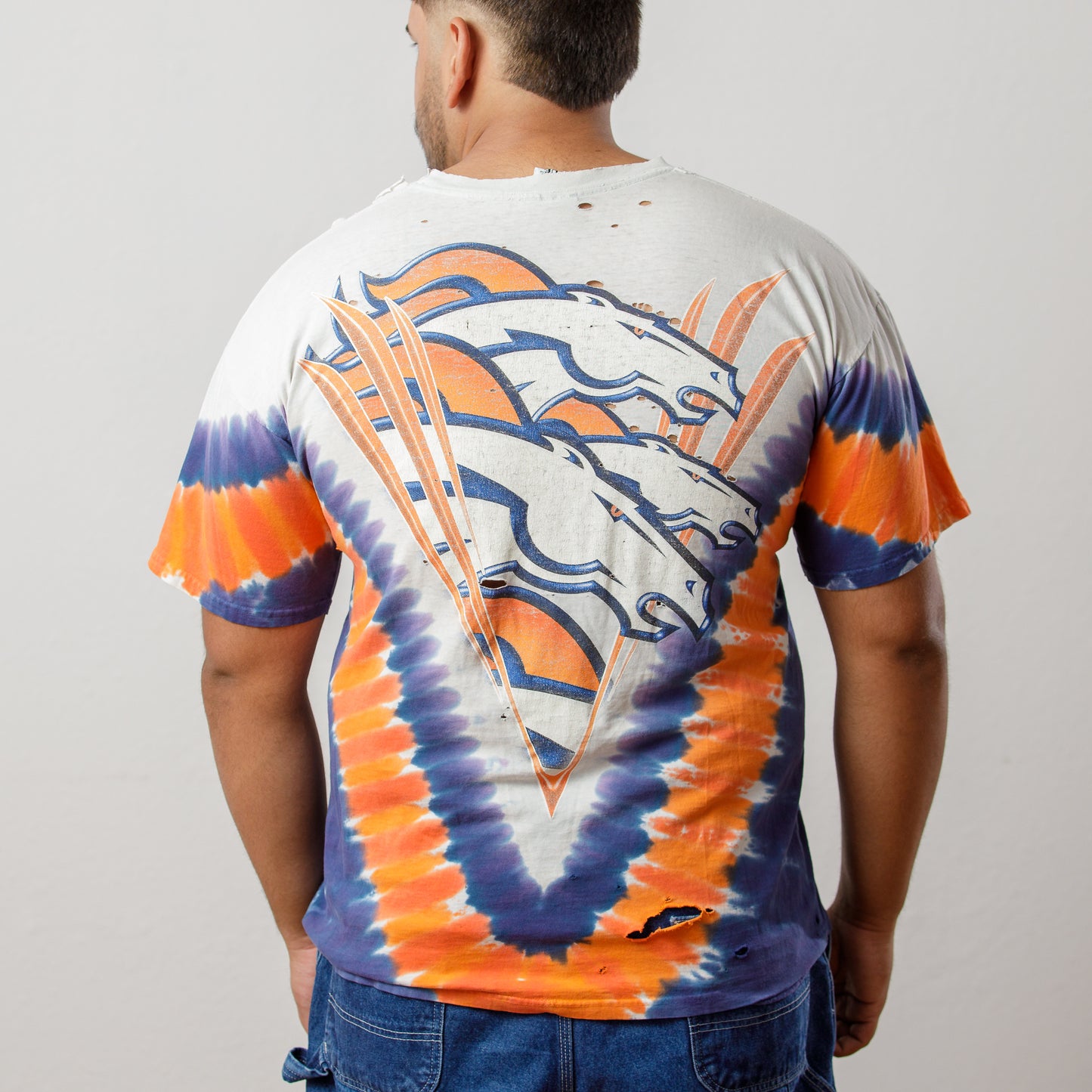90s Denver Broncos Tie-dye Liquid Blue Tee