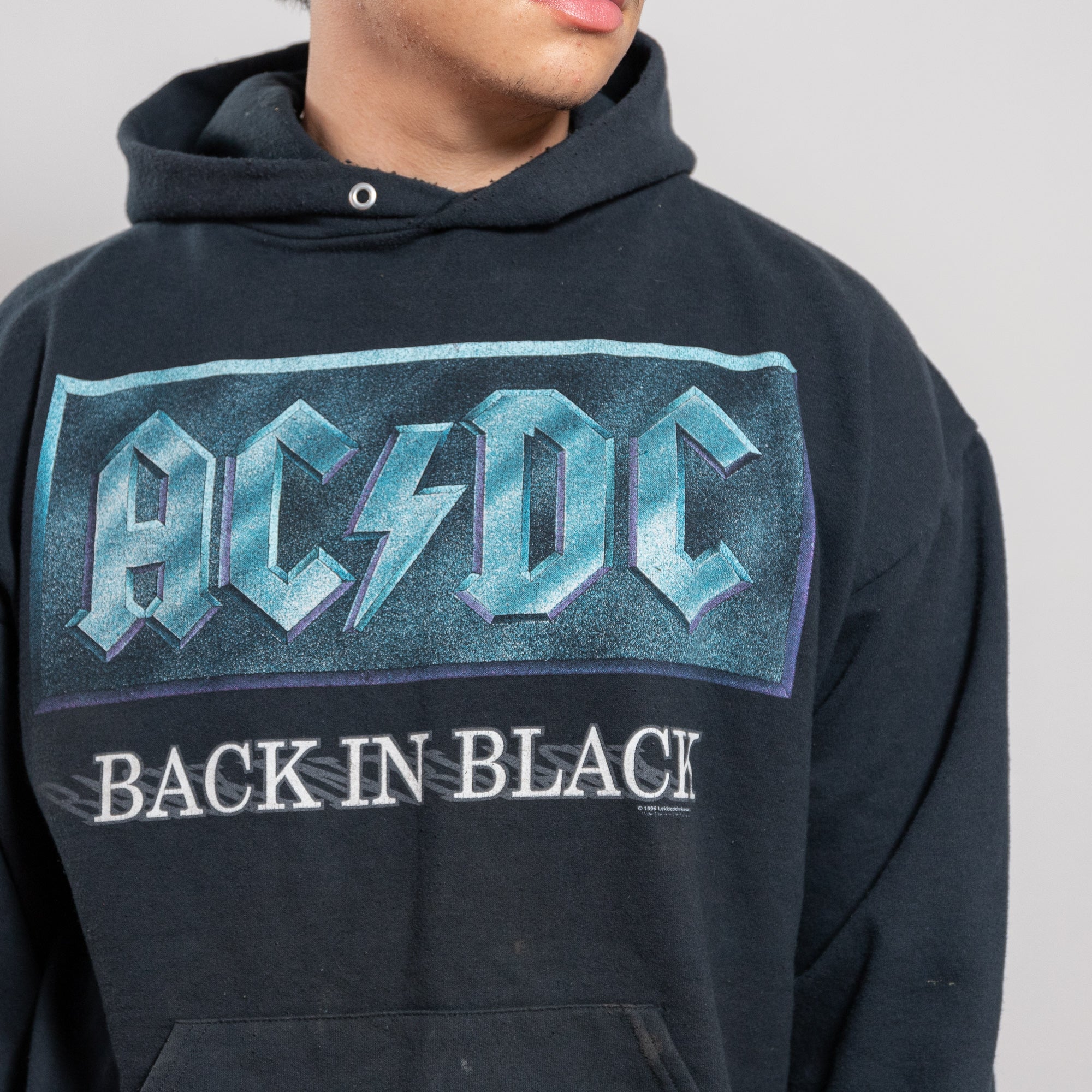 1996 AC DC Back In Black Hoodie TripleAFuego